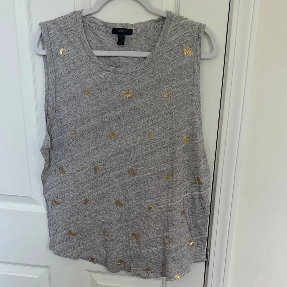 J. Crew Gray Tank Top with Gold Foil Accents
